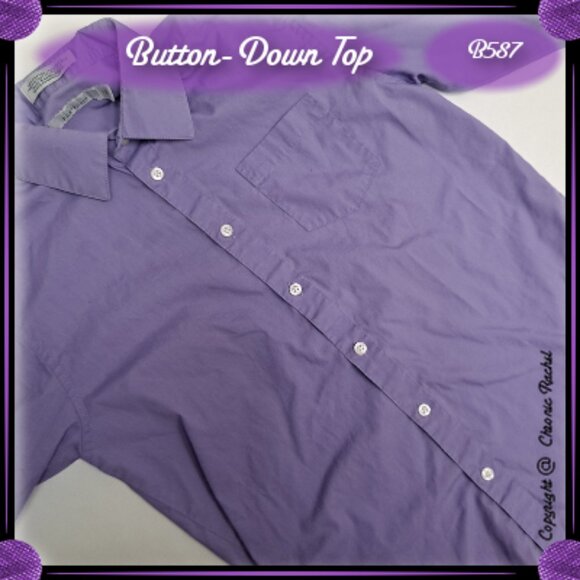 Purple Long-Sleeve Button-Down Dress Shirt - Picture 3 of 4